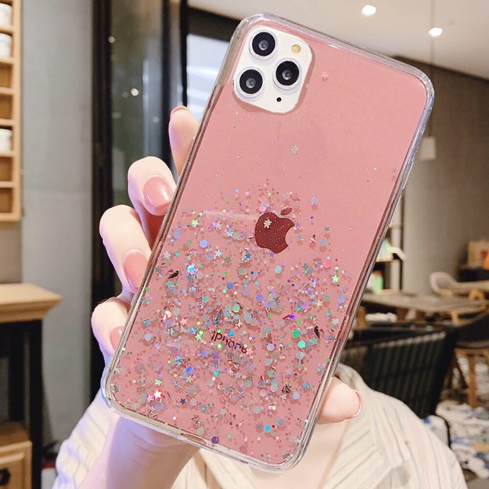 iPhone 12 pro max glitter pink clear